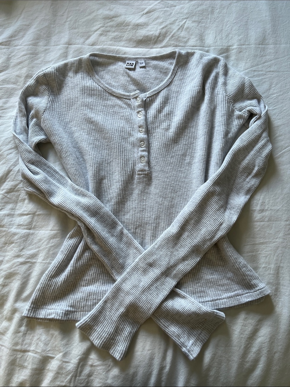 Harlow Ivory Henley Crewneck Long-Sleeve Sweater